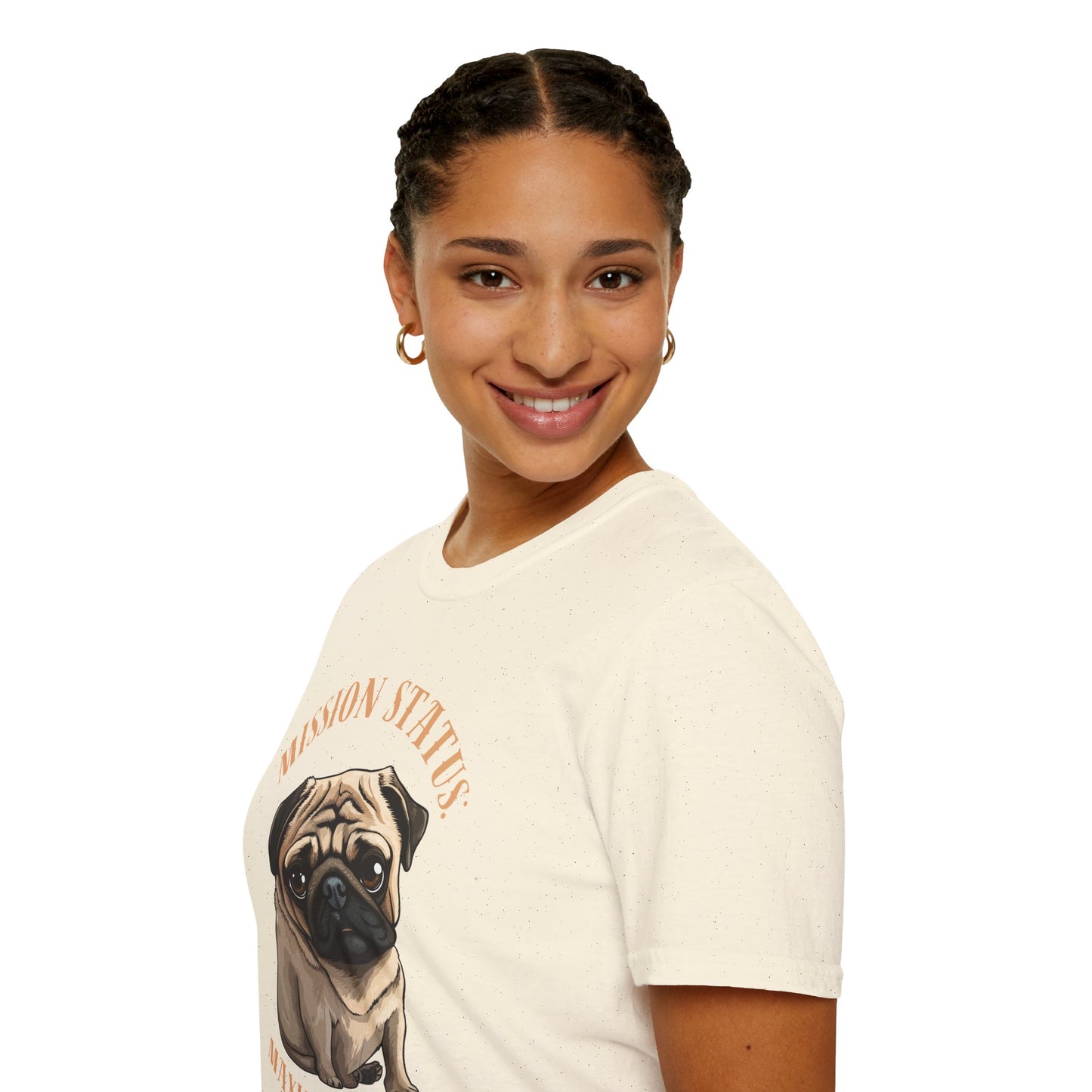 Pug Dog T‑Shirt — “Mission Status: Maximum Love” Cute Pug Graphic Tee
