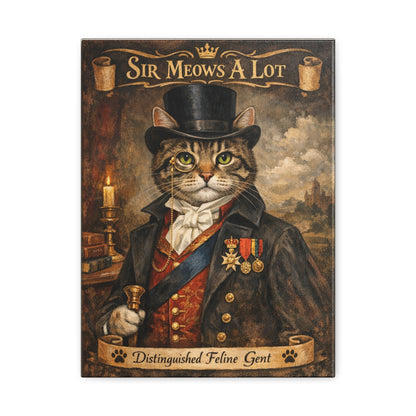 Sir Meows A Lot Matte Canvas Wall Art — Distinguished Feline Gent Portrait