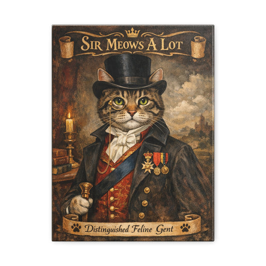 Sir Meows A Lot Matte Canvas Wall Art — Distinguished Feline Gent Portrait