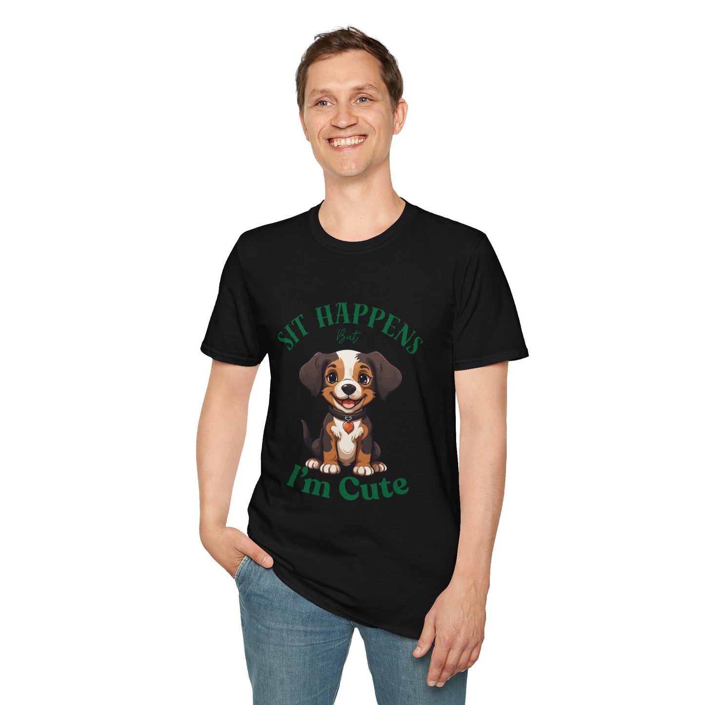 “Shit Happens I’m Cute” Puppy Graphic T-Shirt
