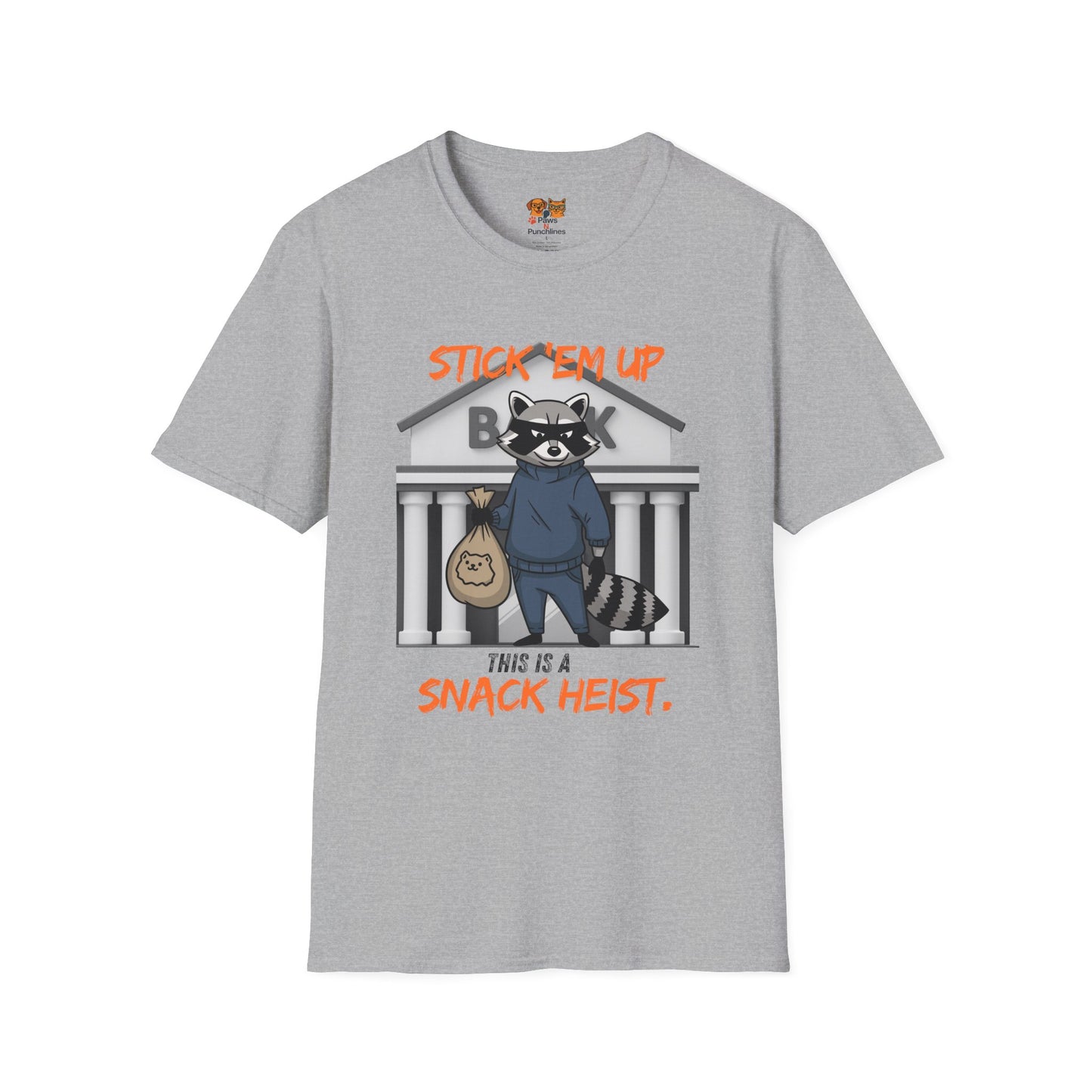 "Stick 'Em Up" Raccoon snack heist Unisex Tee