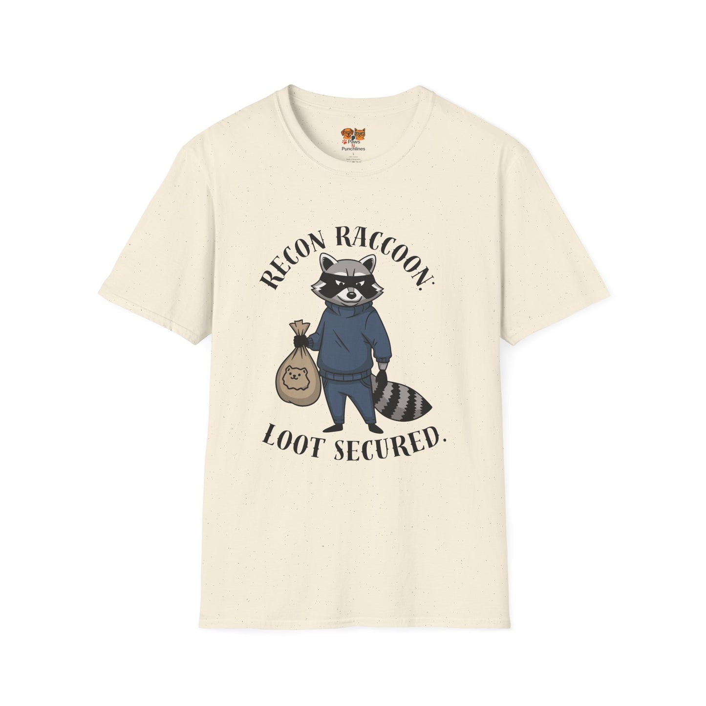 Recon Raccoon T-Shirt — "Loot Secured" Cute Thief Raccoon Graphic Tee