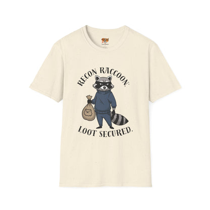 Recon Raccoon T-Shirt — "Loot Secured" Cute Thief Raccoon Graphic Tee