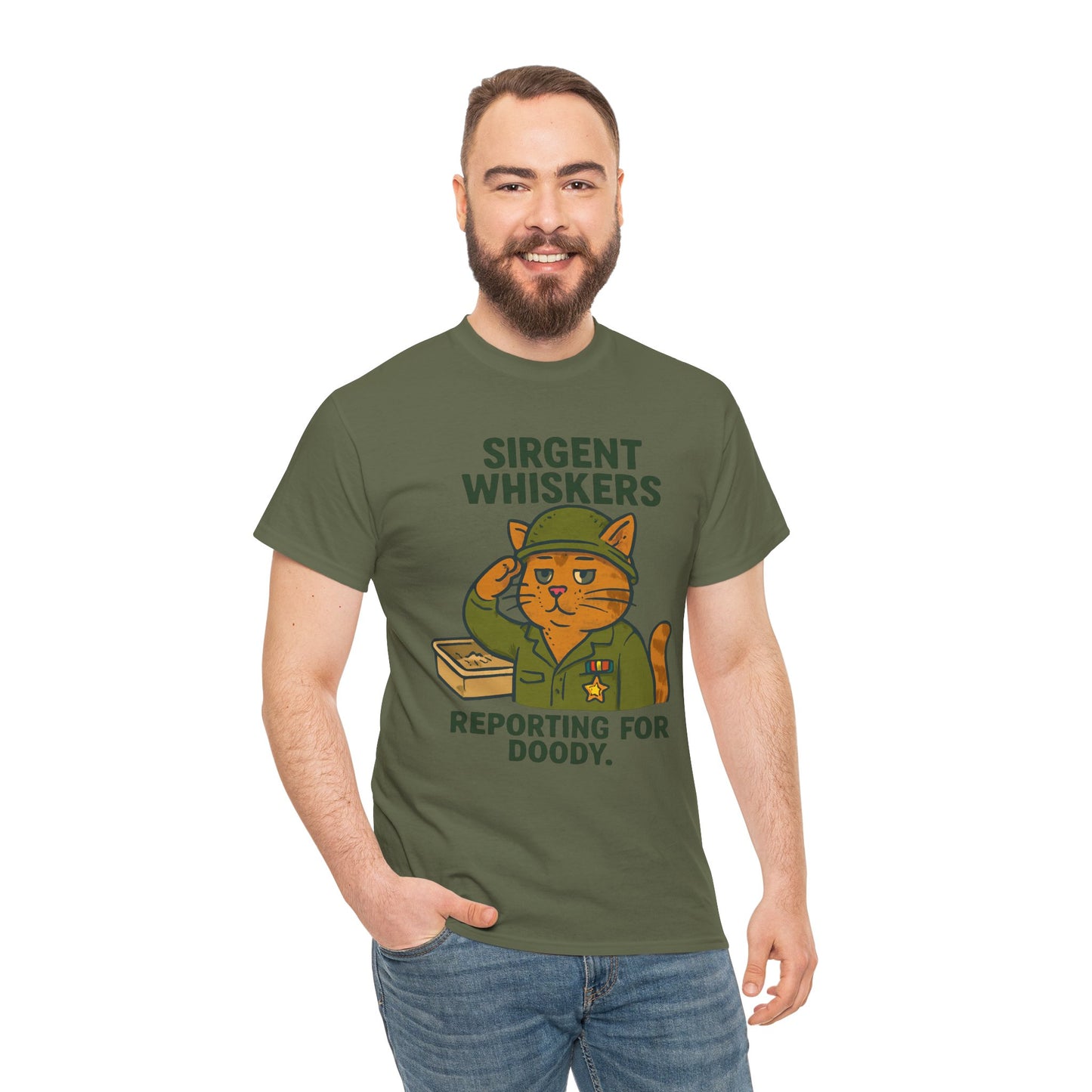 Sirgent Whiskers 'Reporting for Doody' Cat Tee