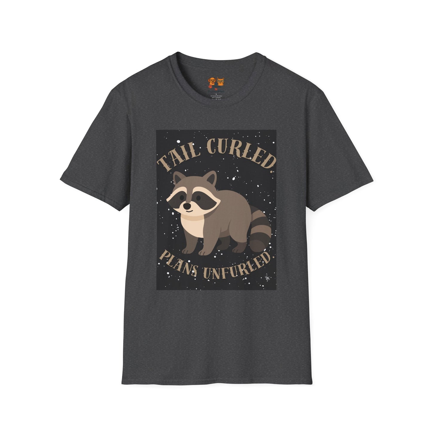 Raccoon 'Tail Curled, Plans Unfurled' T-Shirt