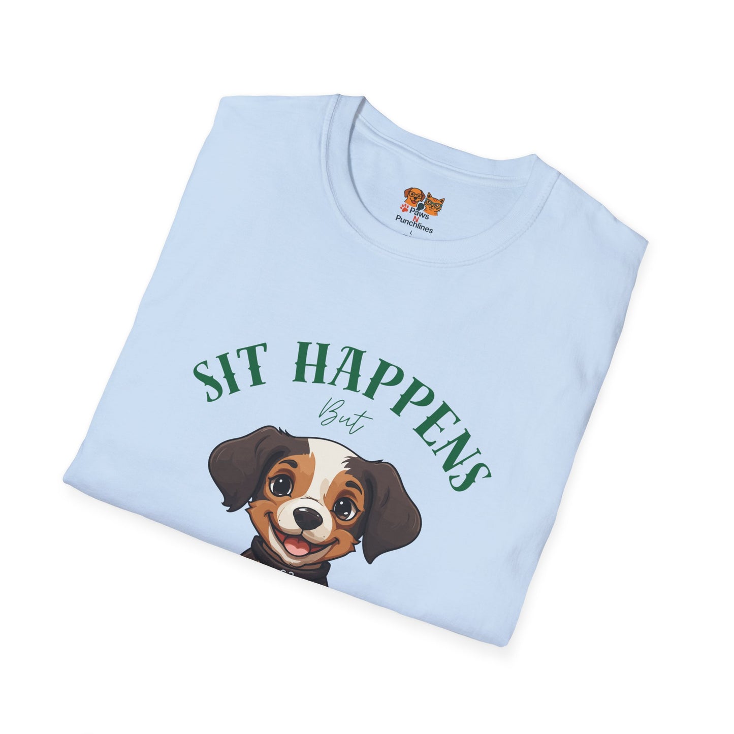 “Shit Happens I’m Cute” Puppy Graphic T-Shirt