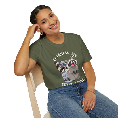 Cuteness Is My Cover Story Tee — Funny Raccoon & Trash Panda Graphic T-Shirt