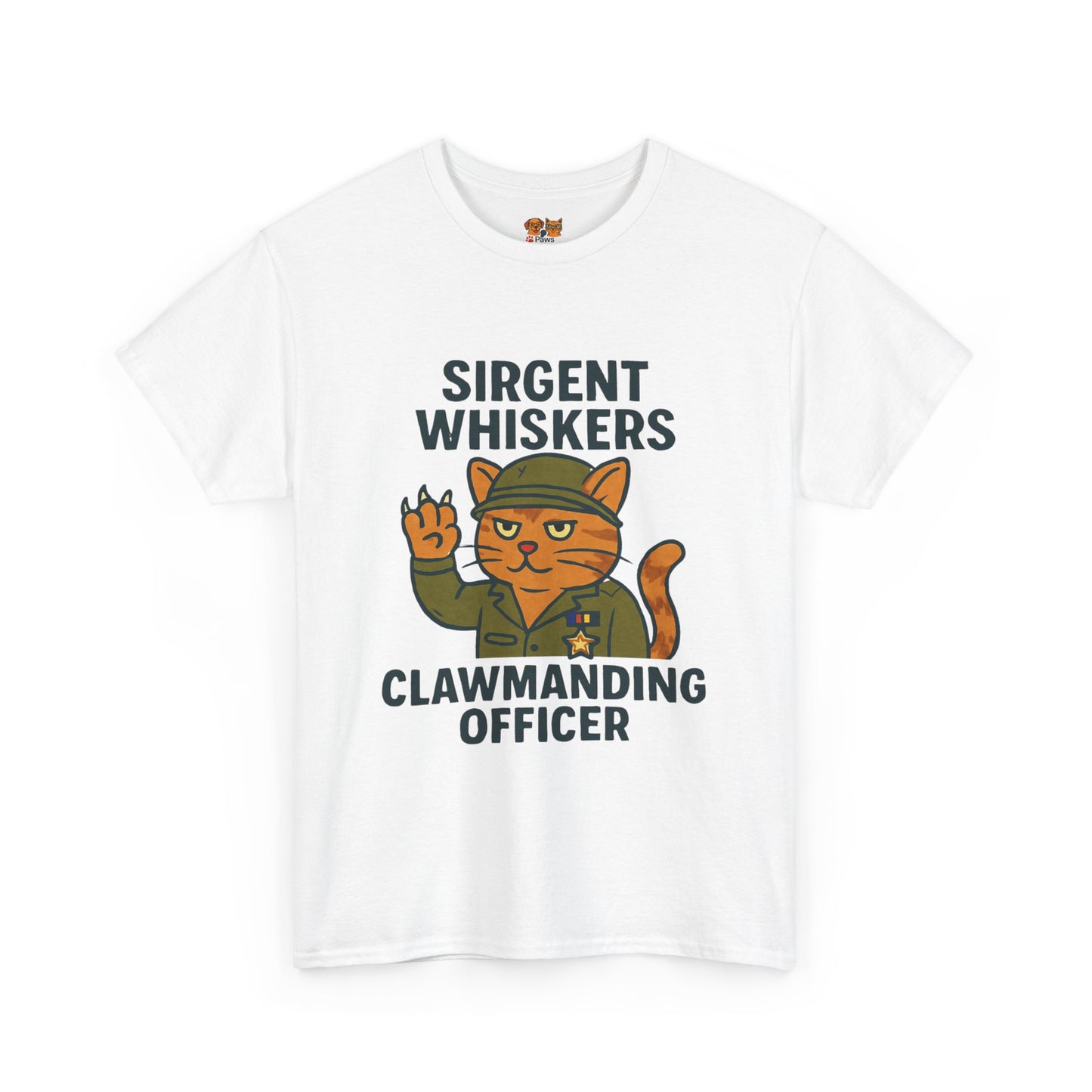 Sirgent Whiskers “Clawmanding Officer” Cat T-Shirt