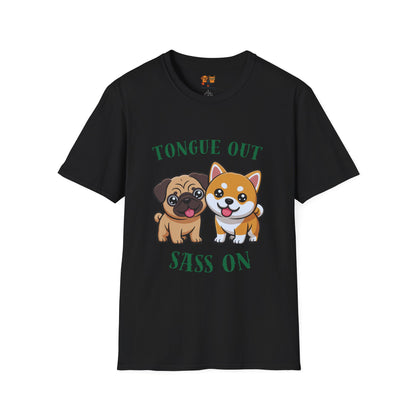 Tongue Out Sass On T-Shirt — Cute Pug & Shiba Inu Graphic Tee