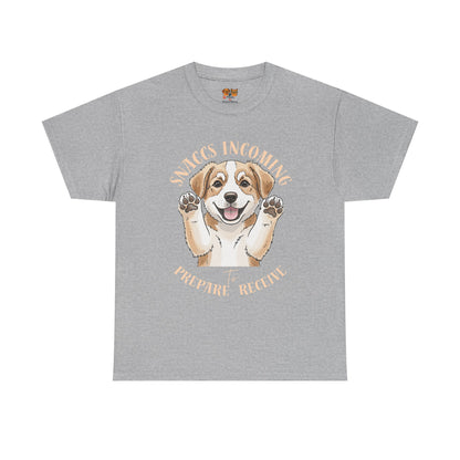 Corgi Puppy Pawprints T‑Shirt — Happy 'Mooorning' Dog Lover Tee