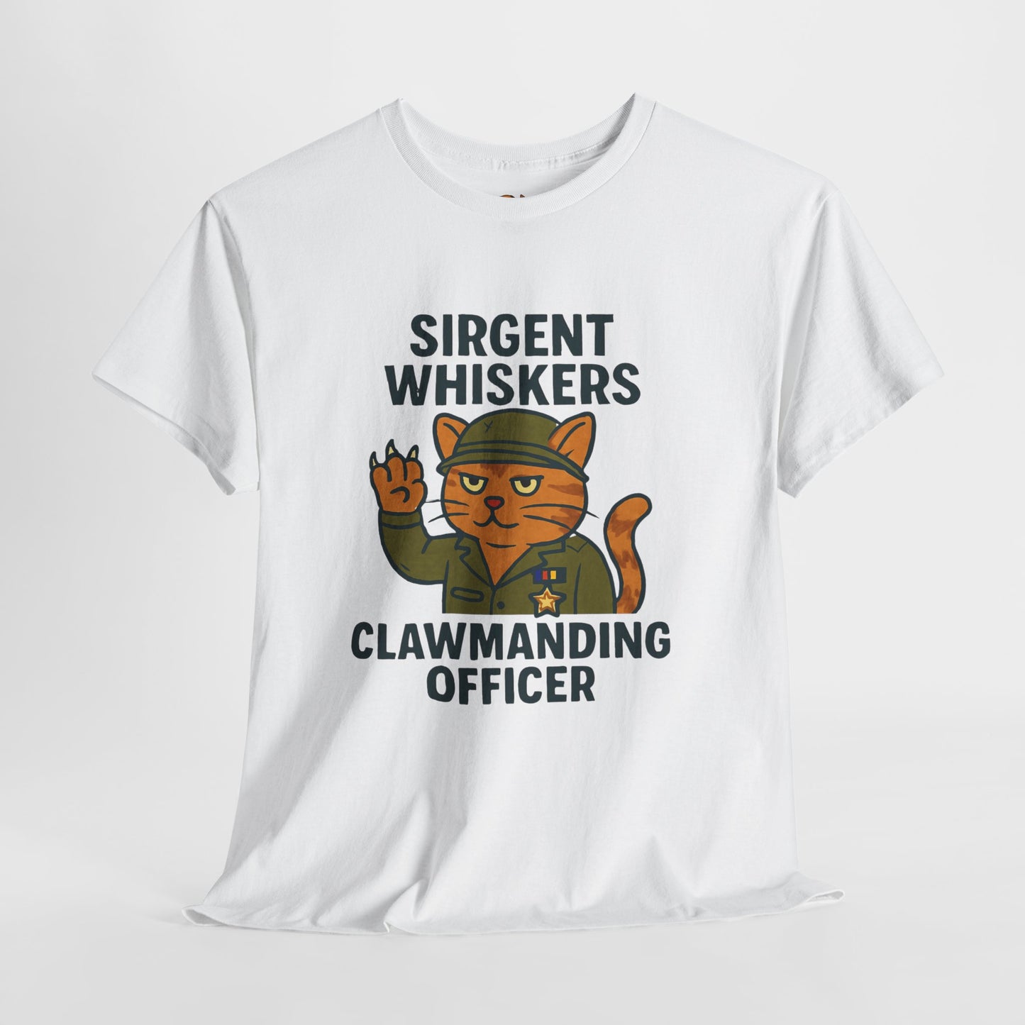 Sirgent Whiskers “Clawmanding Officer” Cat T-Shirt