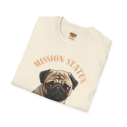 Pug Dog T‑Shirt — “Mission Status: Maximum Love” Cute Pug Graphic Tee
