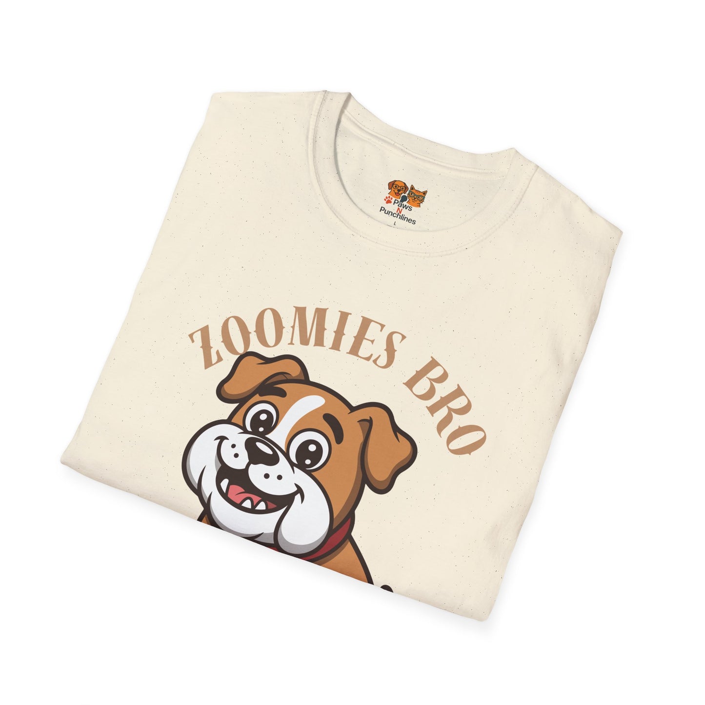 Puppy Graphic T-Shirt — “Zoomies Bro Mission Only” Cute Cartoon Dog Tee