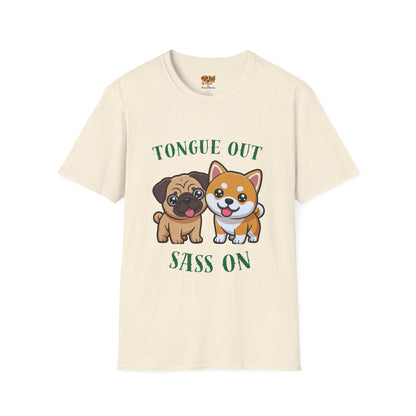 Tongue Out Sass On T-Shirt — Cute Pug & Shiba Inu Graphic Tee