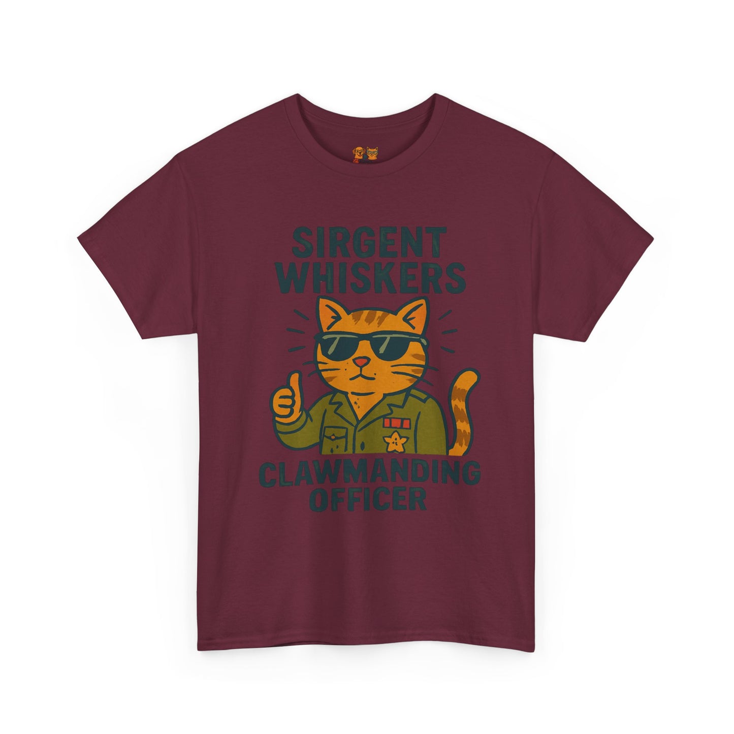 Sirgent Whiskers "Clawmanding Officer" Cat Tee
