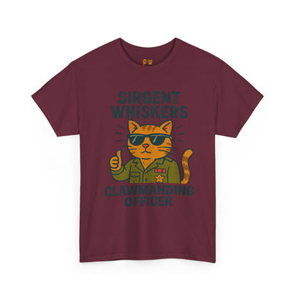 Sirgent Whiskers "Clawmanding Officer" Cat Tee