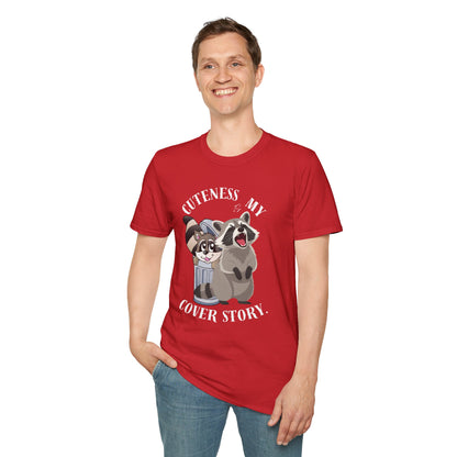 Cuteness Is My Cover Story Tee — Funny Raccoon & Trash Panda Graphic T-Shirt