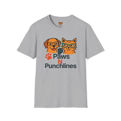 Paws N Punchlines T‑Shirt — Funny Dog & Cat Podcast Tee