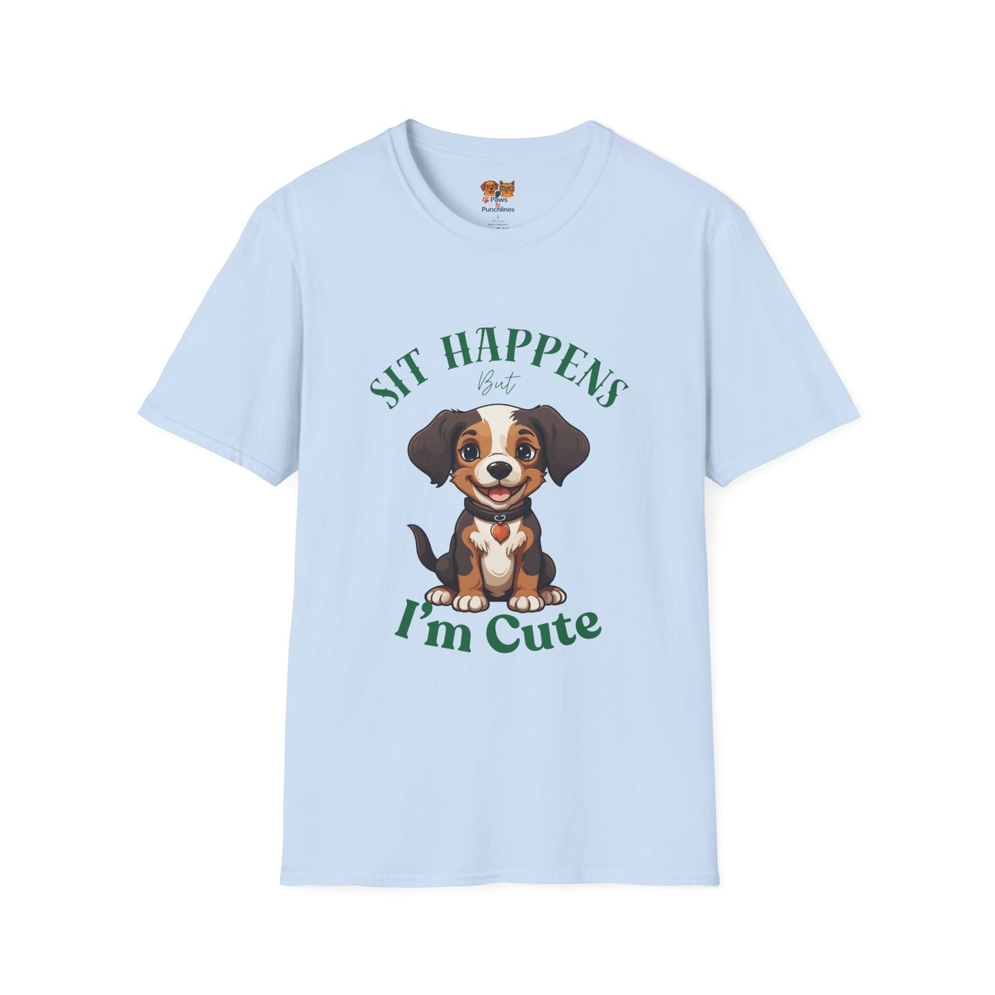 “Shit Happens I’m Cute” Puppy Graphic T-Shirt