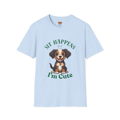 “Shit Happens I’m Cute” Puppy Graphic T-Shirt