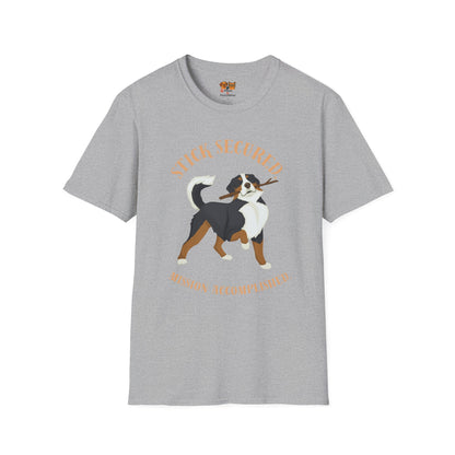 Stick Secured Dog T-Shirt — "Mission Accomplished" Graphic Tee