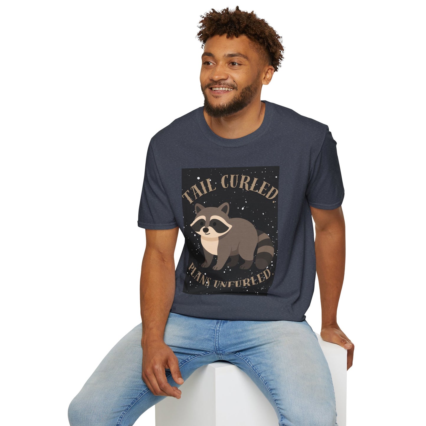 Raccoon 'Tail Curled, Plans Unfurled' T-Shirt