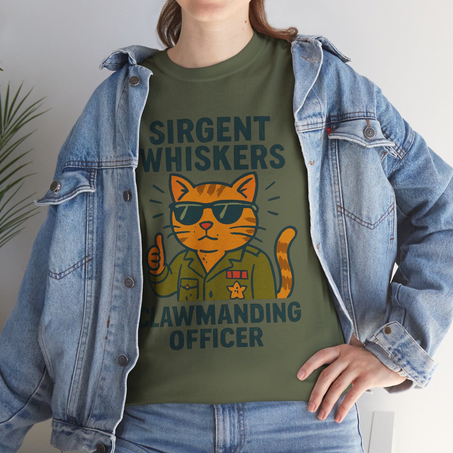 Sirgent Whiskers "Clawmanding Officer" Cat Tee