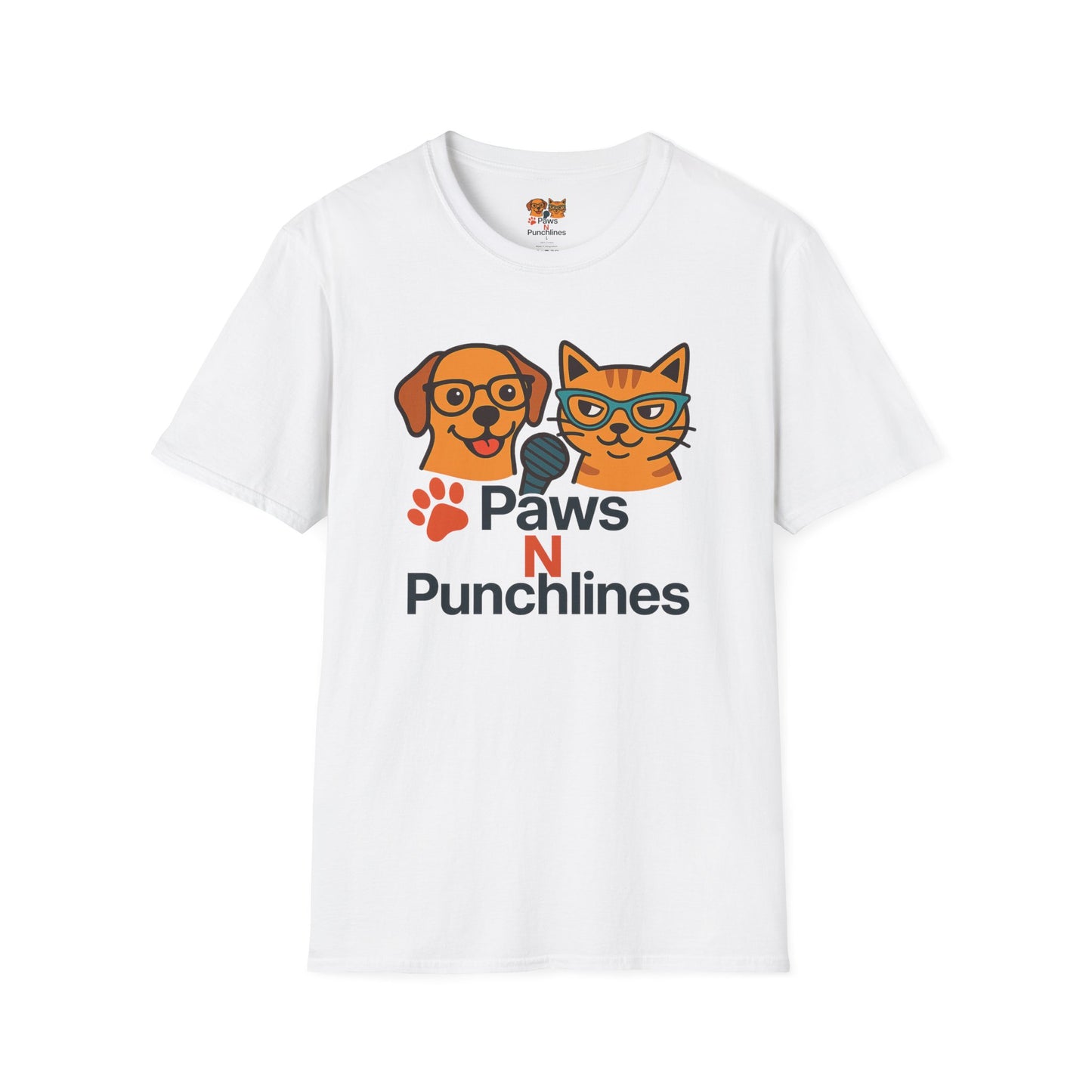 Paws N Punchlines T‑Shirt — Funny Dog & Cat Podcast Tee