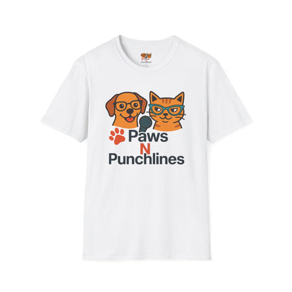 Paws N Punchlines T‑Shirt — Funny Dog & Cat Podcast Tee