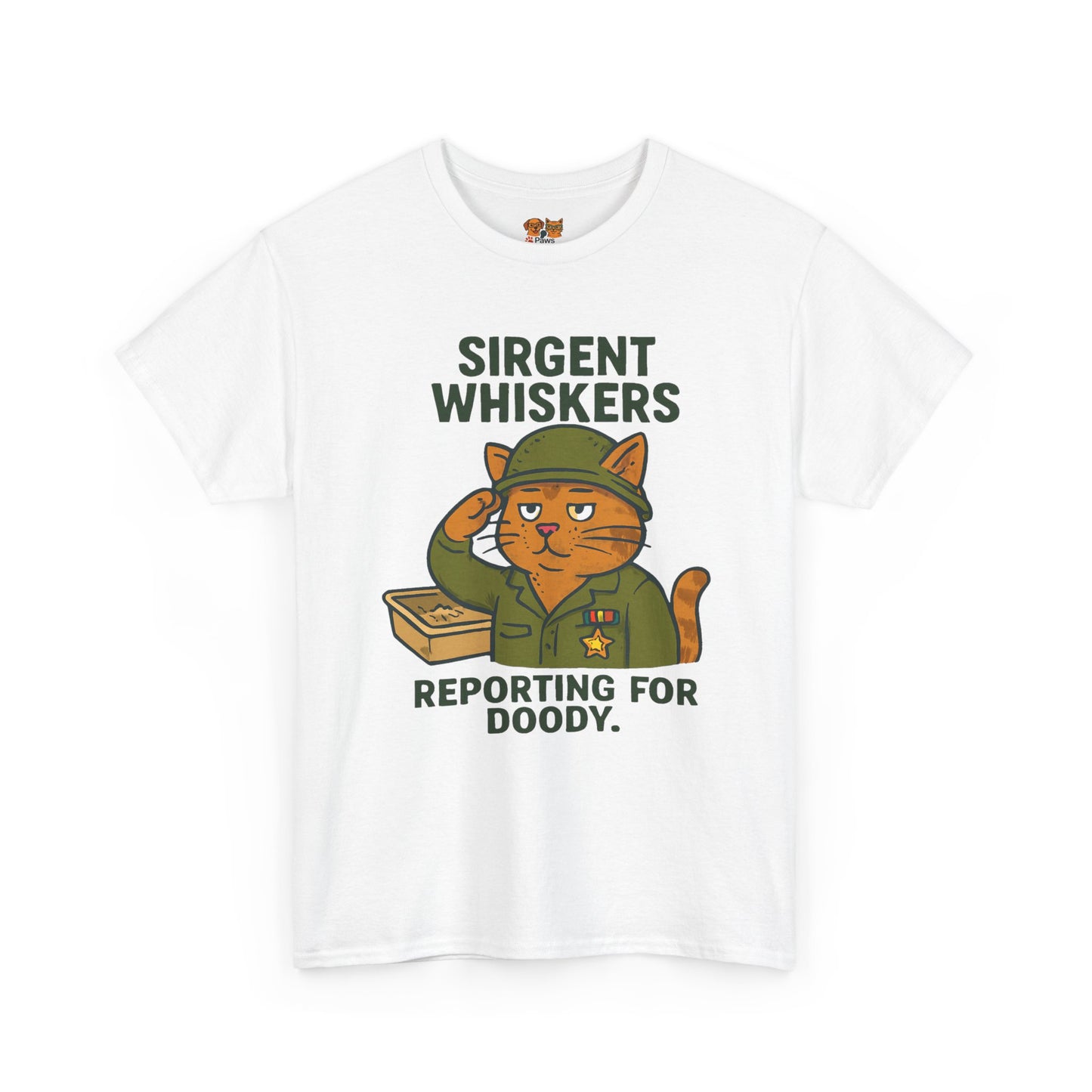 Sirgent Whiskers 'Reporting for Doody' Cat Tee