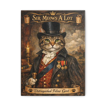 Sir Meows A Lot Matte Canvas Wall Art — Distinguished Feline Gent Portrait