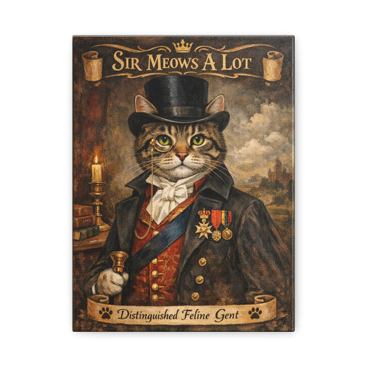Sir Meows A Lot Matte Canvas Wall Art — Distinguished Feline Gent Portrait