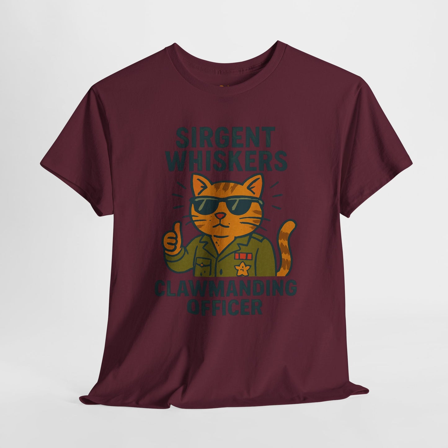 Sirgent Whiskers "Clawmanding Officer" Cat Tee