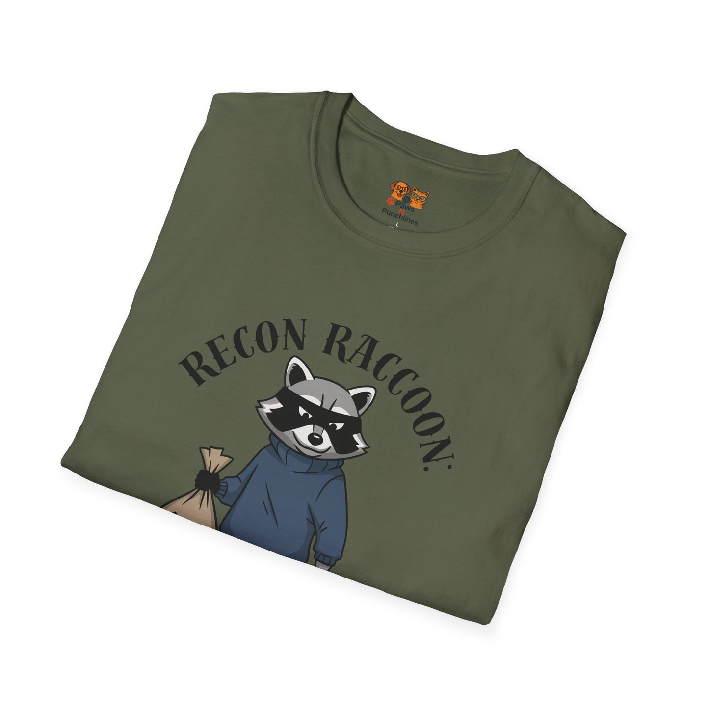 Recon Raccoon T-Shirt — "Loot Secured" Cute Thief Raccoon Graphic Tee
