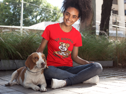 “Sit Happens, Smile Anyway” — Funny Bulldog Graphic Tee
