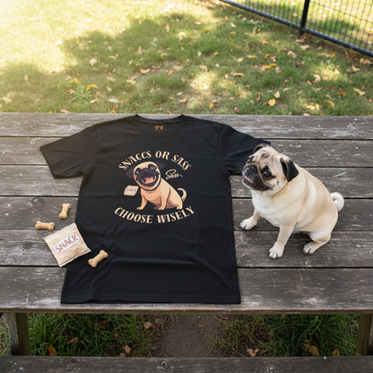 Snaccs Or Sass Pug  T-Shirt